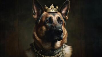 picture of german shepherd wearing crown photo