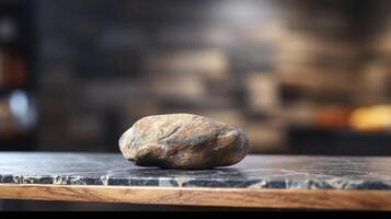 shot of focus on the stone on table photo