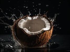 coconut splash in water photo