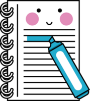 cahier et stylo kawaii png