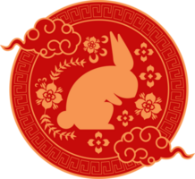 chinese rabbit with clouds png