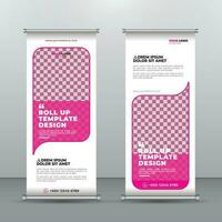 Advertising Roll-up Banner Design Vertical Template. vector, abstract geometric background, modern x-banner and flag-banner, rectangle size. vector