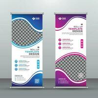 Corporate Roll-up Banner Design Vertical Template. vector, abstract geometric background, modern x-banner and flag-banner, rectangle size. vector