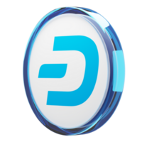 Dash Glass Crypto Coin 3D Illustration png