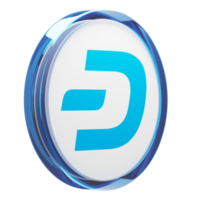 Dash Glass Crypto Coin 3D Illustration png