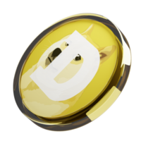 dogecoin ,doge verre crypto pièce de monnaie 3d illustration png