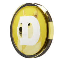 dogecoin ,doge bicchiere crypto moneta 3d illustrazione png