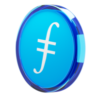 filecoin ,fil glas crypto mynt 3d illustration png