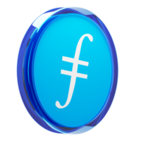 Filecoin ,FIL Glass Crypto Coin 3D Illustration png