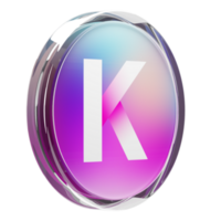 Kadena ,KDA Glass Crypto Coin 3D Illustration png