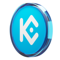 KuCoin Token ,KCS Glass Crypto Coin 3D Illustration png