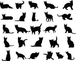 Set of black cats looking out of the corner. Collection of cat faces that spy on you. Playing pets. vector