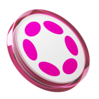 Polkadot ,DOT Glass Crypto Coin 3D Illustration png