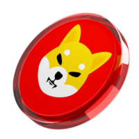 shiba inu , shib verre crypto pièce de monnaie 3d illustration png