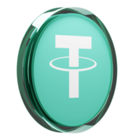 Tether ,USDT Glass Crypto Coin 3D Illustration png