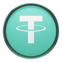 Tether ,USDT Glass Crypto Coin 3D Illustration png