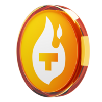 Theta Fuel ,TFUEL Glass Crypto Coin 3D Illustration png