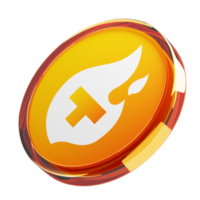 Theta Fuel ,TFUEL Glass Crypto Coin 3D Illustration png