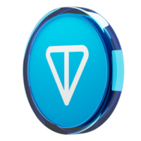 Toncoin ,TON Glass Crypto Coin 3D Illustration png