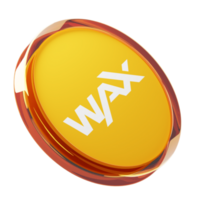 WAX ,WAXP Glass Crypto Coin 3D Illustration png