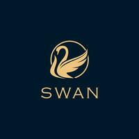 Swan logo symbol. Swan with circle line icon. Modern luxury brand element sign. Suitable for your design need, logo, illustration, animation, etc. vector