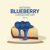 National Blueberry Cheesecake Day vector design for celebration. bluberry cheesecake vector illustration. cake image. flat cake design. blueberry cake image.