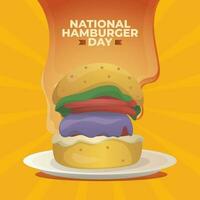 National Hamburger Day design template for celebration. hamburger vector design. hamburger illustration. flat illustration.