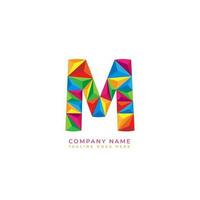 Colorful letter m logo design for business company in low poly art style vector