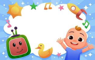 Cute Toddler with Watermelon Doll Background vector