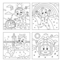 Kid And Watermelon Coloring Book vector