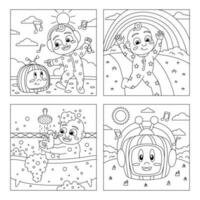 Kid And Watermelon Coloring Book vector