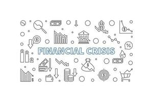 Financial Crisis vector horizontal banner. Economy Recession illustration