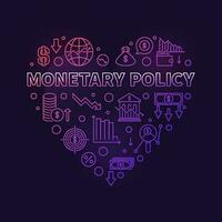 Monetary Policy heart shaped colored banner. Macroeconomics vector illustration
