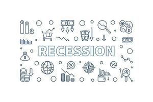 Recession vector horizontal banner - Economic Crisis illustration