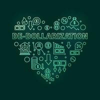 De-Dollarization Heart vector green banner - USD Currency Dedollarisation illustration