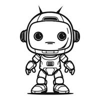 cute cartoon robot for kid coloring book vector