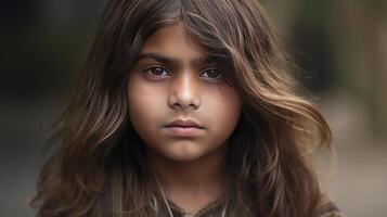 indian young boy with long hair divine look photo