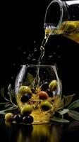 olive oil in glass generative AI photo