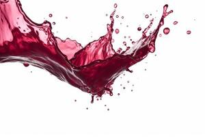 shot of red wine splash isolated on white background photo