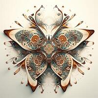 Colorful butterfly mandala art. Created with technology. photo