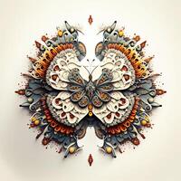 Colorful butterfly mandala art. Created with technology. photo