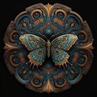 vistoso mariposa mandala Arte. creado con generativo ai tecnología. foto