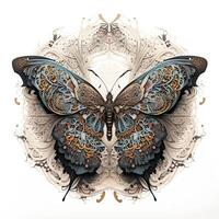 Colorful butterfly mandala art. Created with technology. photo