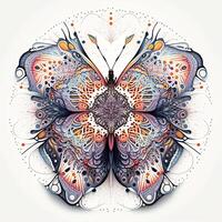 Colorful butterfly mandala art. Created with technology. photo