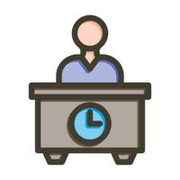 Office Time Vector Thick Line Filled Colors Icon Design