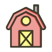 Barn Vector Thick Line Filled Colors Icon Design