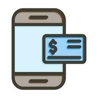 Mobile Banking Vector Thick Line Filled Colors Icon Design