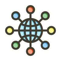 Networking Vector Thick Line Filled Colors Icon Design