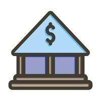 Bank Vector Thick Line Filled Colors Icon Design
