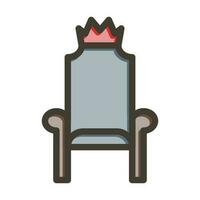 Throne Vector Thick Line Filled Colors Icon Design